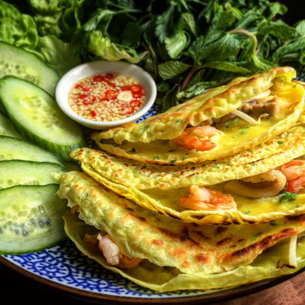 Crispy Vietnamese Turmeric Pancakes with Prawns - Bánh Xèo